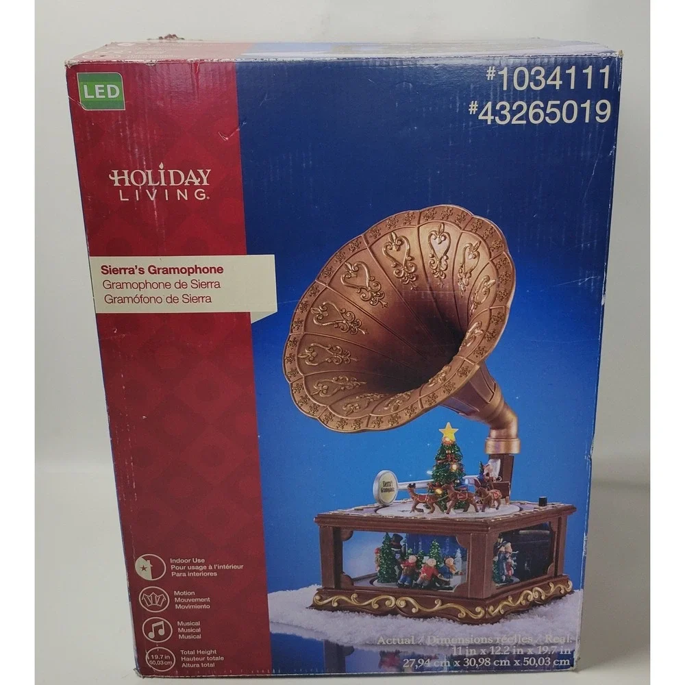 Holiday Living Sierra's Gramophone Musical Animated Christmas Decor 1034111 LED